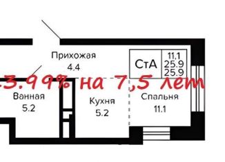 Продажа квартиры студии, 25.9 м2, Новосибирск, метро Октябрьская, Красносельская улица