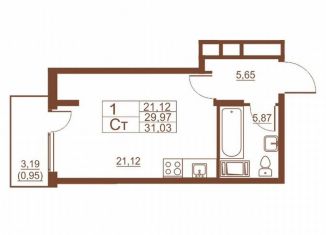 Продам квартиру студию, 30.1 м2, Санкт-Петербург, Московское шоссе, 262к4