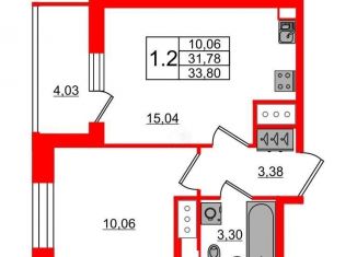 Продажа однокомнатной квартиры, 31.8 м2, Санкт-Петербург, Ультрамариновая улица, 5, метро Елизаровская