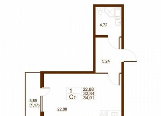 Продаю квартиру студию, 30.7 м2, Санкт-Петербург, Московское шоссе, 262к4