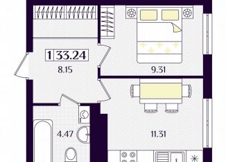 1-ком. квартира на продажу, 33.2 м2, Гурьевск, Краковский бульвар, 16, ЖК Новая Резиденция