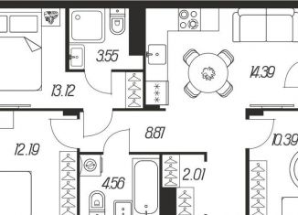 Продам трехкомнатную квартиру, 72.5 м2, Тула