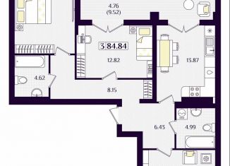 Продам трехкомнатную квартиру, 84.8 м2, Гурьевск, Краковский бульвар, 16, ЖК Новая Резиденция