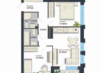 Продажа 2-ком. квартиры, 58.7 м2, Екатеринбург, метро Геологическая, Сибирский тракт, 16