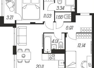 Продается 2-ком. квартира, 62.6 м2, Тула, Зареченский территориальный округ