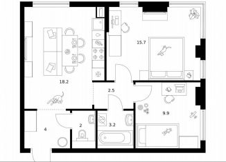 Продается 2-комнатная квартира, 55.5 м2, Москва, Кронштадтский бульвар, 11, САО