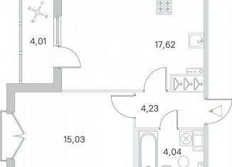 Продается однокомнатная квартира, 42.9 м2, посёлок Стрельна, ЖК Любоград