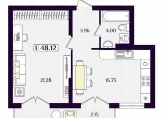 1-ком. квартира на продажу, 48.1 м2, Калининградская область, Краковский бульвар, 16