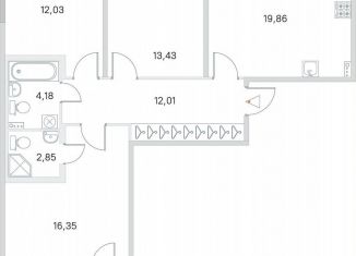 Продажа 3-комнатной квартиры, 84.2 м2, посёлок Стрельна, ЖК Любоград