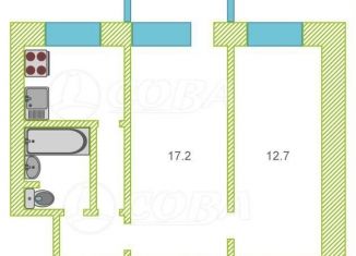 Двухкомнатная квартира на продажу, 42 м2, Тюмень, улица Республики, 188