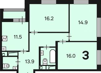 Продаю 3-ком. квартиру, 79.2 м2, Москва, Аминьевское шоссе, 4Дк1