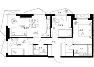 Продам 3-комнатную квартиру, 73 м2, Москва, район Очаково-Матвеевское