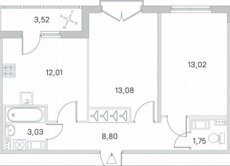 Продам двухкомнатную квартиру, 53.5 м2, посёлок Стрельна, ЖК Любоград