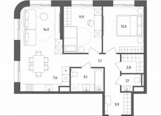 Продам двухкомнатную квартиру, 69.9 м2, Москва, улица Матросская Тишина, 1Ас71, метро Электрозаводская