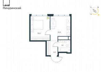 Продаю 1-комнатную квартиру, 33.5 м2, Москва, метро Мичуринский проспект, жилой комплекс Левел Мичуринский, к11