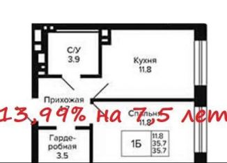 Продам 1-ком. квартиру, 35.7 м2, Новосибирск, метро Площадь Маркса