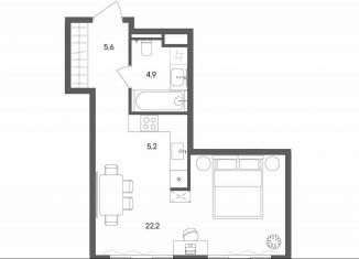 Продаю 1-комнатную квартиру, 37.9 м2, Москва, улица Матросская Тишина, 1Ас71, метро Электрозаводская