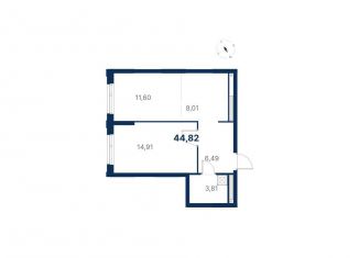 Продается однокомнатная квартира, 44.8 м2, Екатеринбург, улица Титова, 19/42И, Чкаловский район