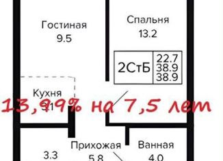 Продаю 2-комнатную квартиру, 38.9 м2, Новосибирск, Красносельская улица