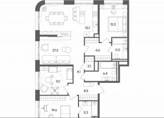 Продается трехкомнатная квартира, 114.1 м2, Москва, улица Матросская Тишина, 1Ас71