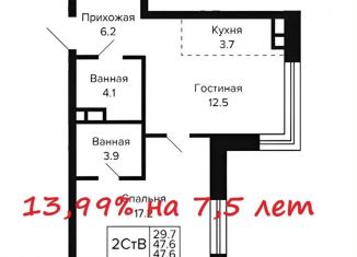 Продается двухкомнатная квартира, 47.6 м2, Новосибирск, Красносельская улица